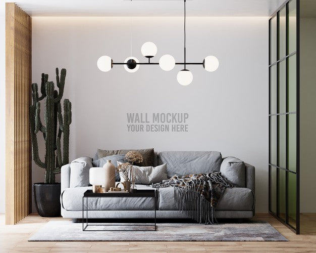 Interior Living Room Wall Mockup Psd
