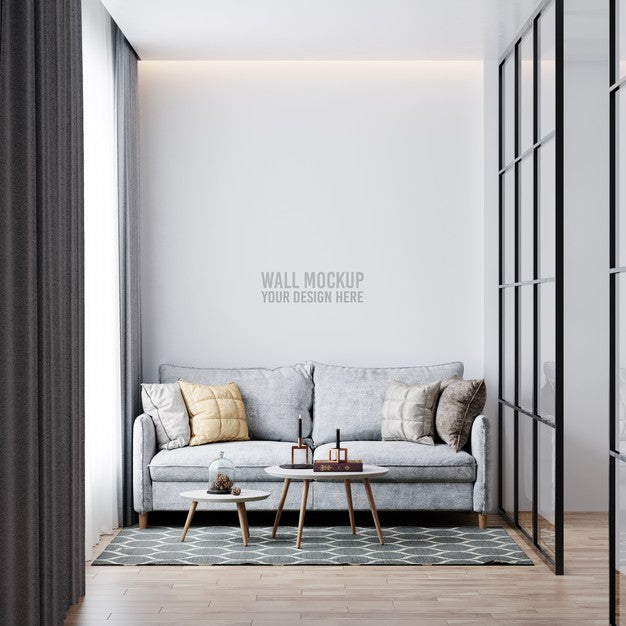 Interior Living Room Wall Mockup Psd