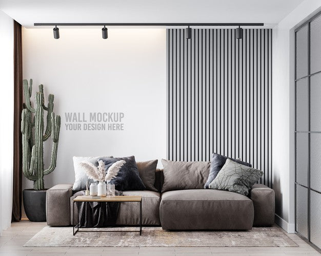 Interior Living Room Wall Mockup Psd