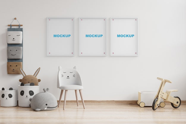Interior Mockup Nursery Room 3D Rendering Psd
