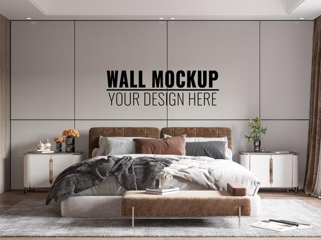 Interior Modern Bedroom Wall Mockup Psd