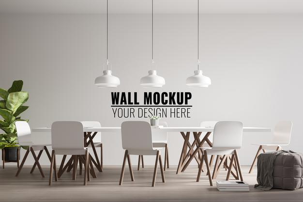 Interior Modern Office Meeting Room Wall Mockup Psd