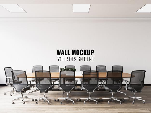 Interior Modern Office Meeting Room Wall Mockup Psd