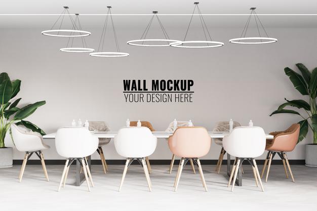Interior Modern Office Meeting Room Wall Mockup Psd