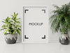 Interior Poster Mock Up With Plant Pot, Flower In Room With White Wall 3D Rendering Psd