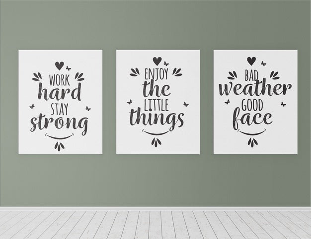 Interior Still Life With Three Poster Mockups Psd