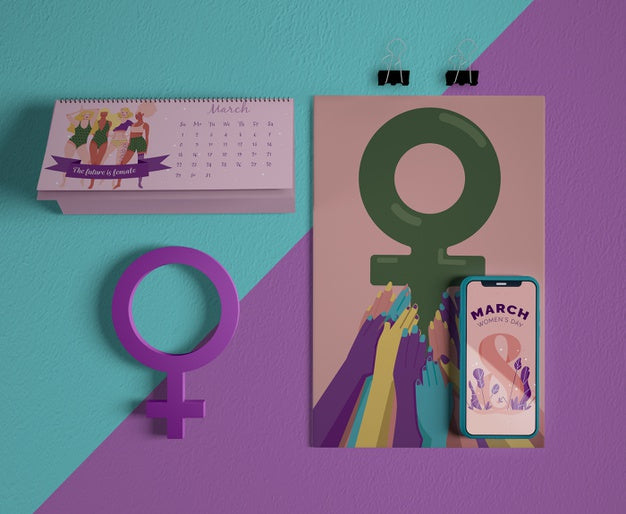 International Women'S Day Calendar With Mock-Up Psd