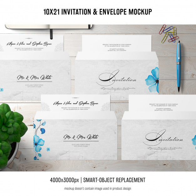 Invitation And Envelope Mockup Psd