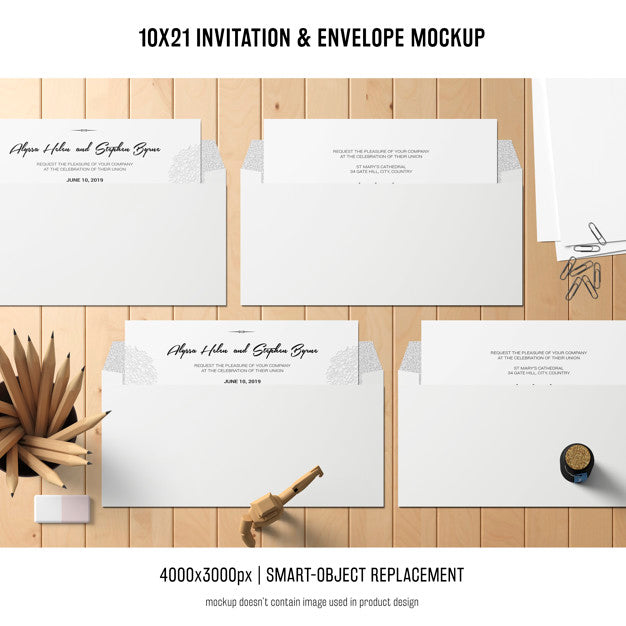 Invitation And Envelope Mockup Psd