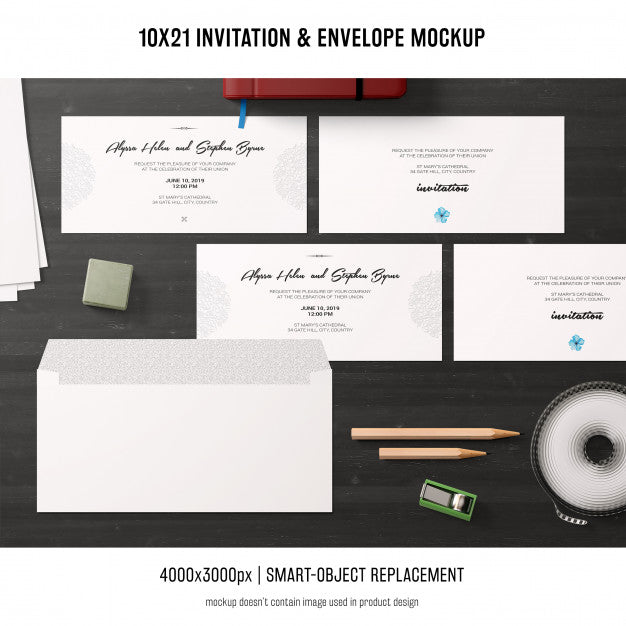 Invitation And Envelope Mockup Psd