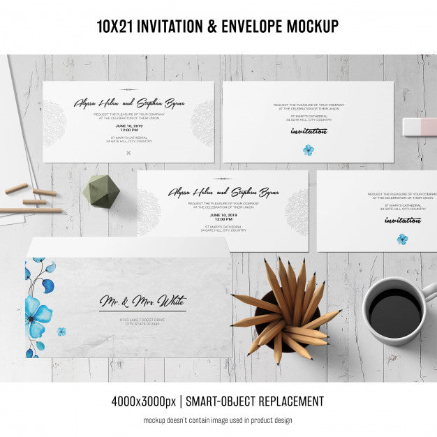Invitation And Envelope Mockup Psd