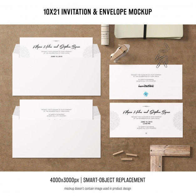 Invitation And Envelope Mockup Psd