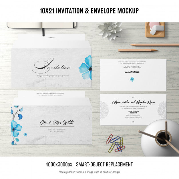 Invitation And Envelope Mockup Psd