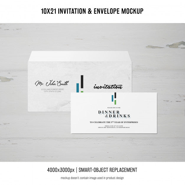 Invitation And Envelope Mockup Psd