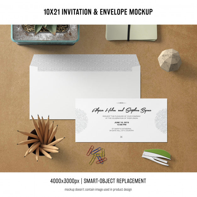 Invitation And Envelope Mockup Psd