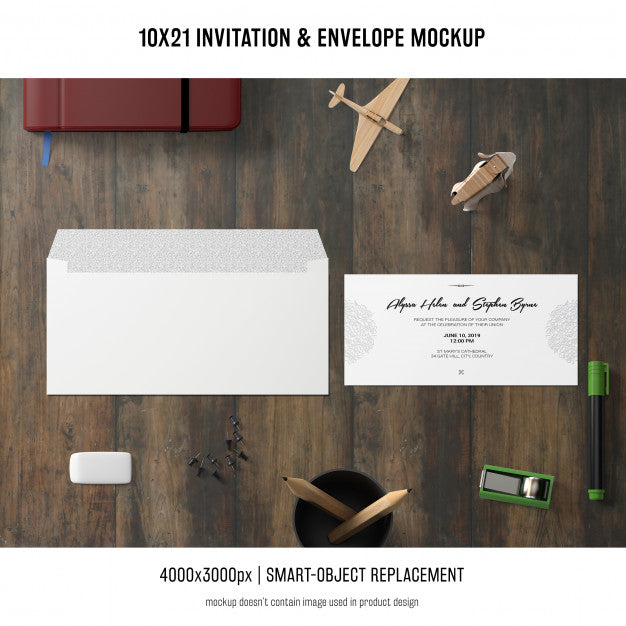 Invitation And Envelope Mockup Psd