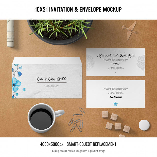 Invitation And Envelope Mockup Psd