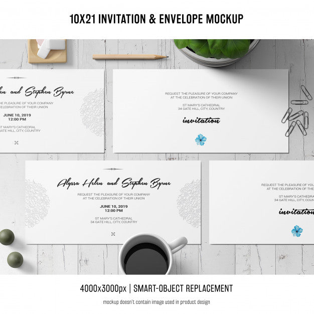 Invitation And Envelope Mockup Psd