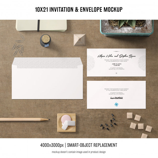 Invitation And Envelope Mockup Psd