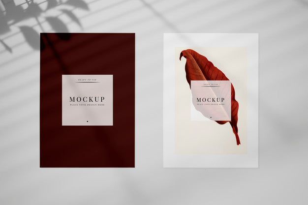 Invitation Card Mockup With A Leaf Psd