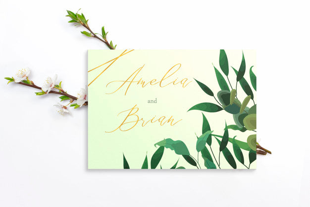 Invitation Card With Branches Psd