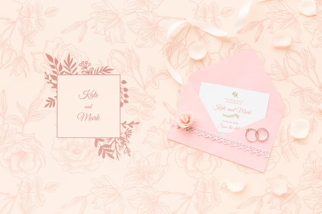Invitation Mock-Up And Wedding Rings Psd