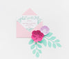 Invitation Mock-Up With Paper Flowers On White Background Psd