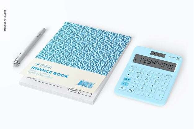 Invoice Book With Calculator Mockup Psd