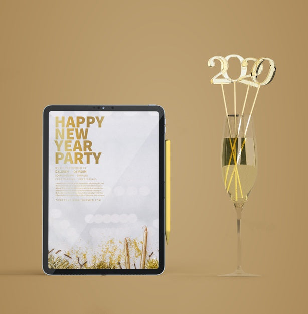 Ipad Mock-Up With New Year Concept Psd