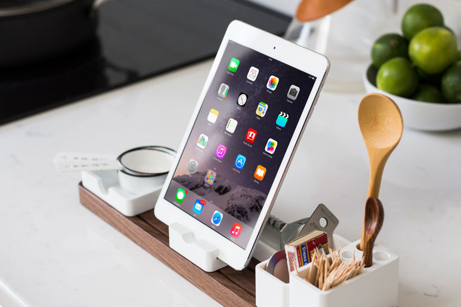 Ultra-Clean StandingWhite iPad Mockup in Office