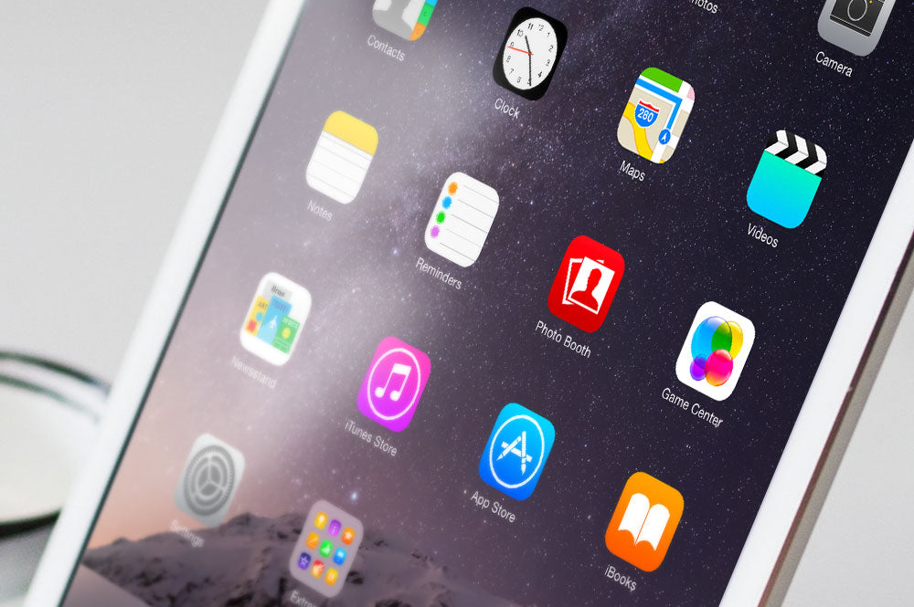 Ultra-Clean StandingWhite iPad Mockup in Office