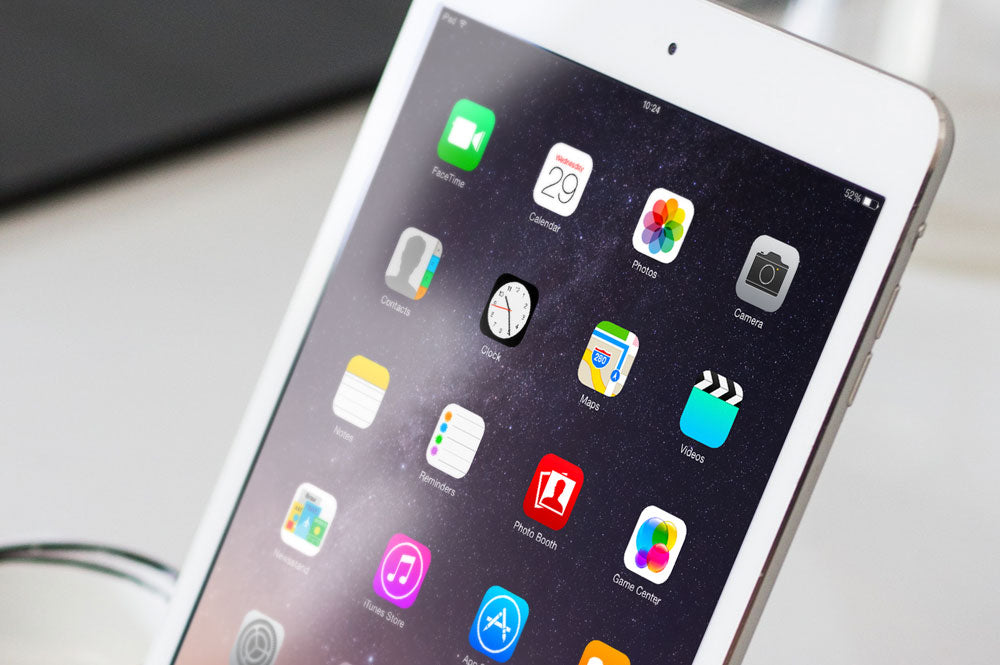 Ultra-Clean StandingWhite iPad Mockup in Office