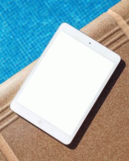 Ipad Mockup Beside Swimming Pool