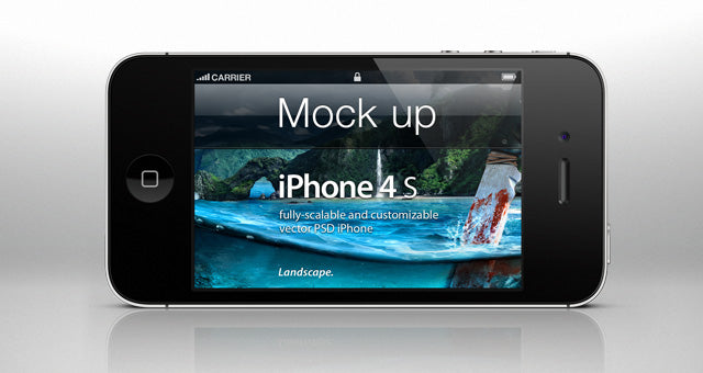 Iphone 4S Psd Landscape Mockup