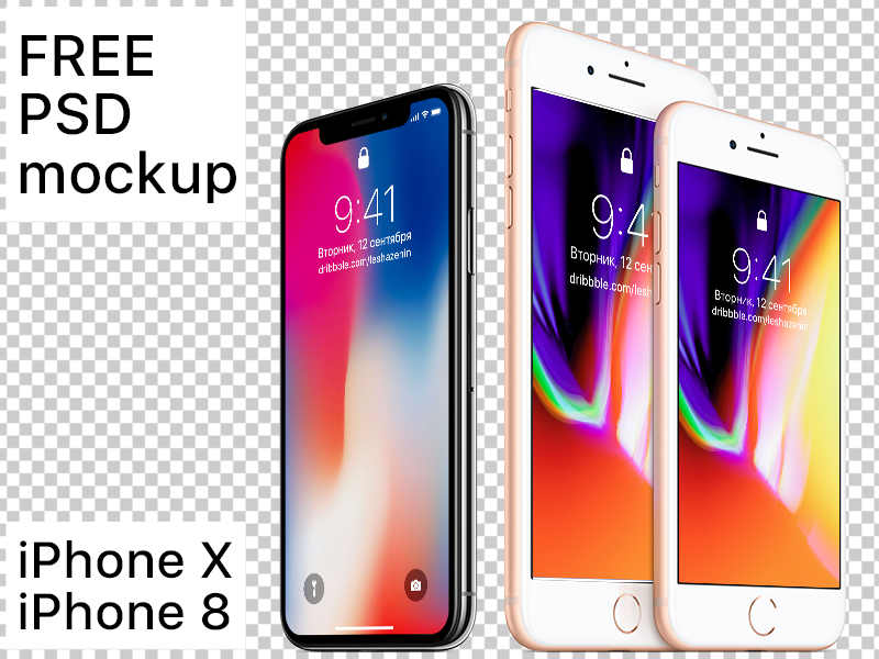 iPhone 8 and iPhone X PSD Mockup