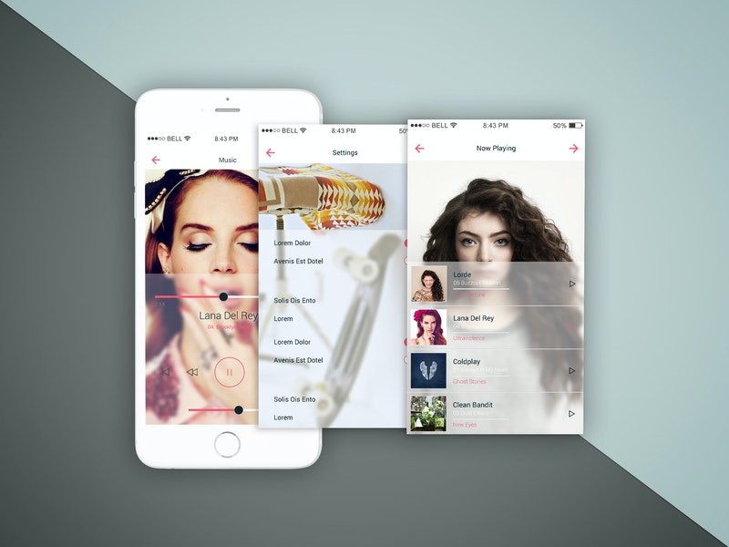 Iphone Three Screens Top View Mockup