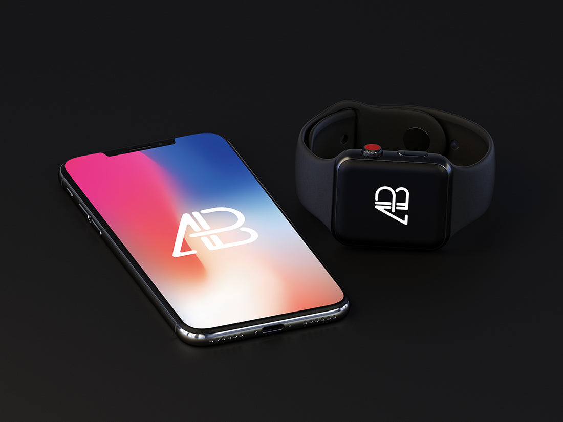 Iphone X And Apple Watch Series 3 Mockup