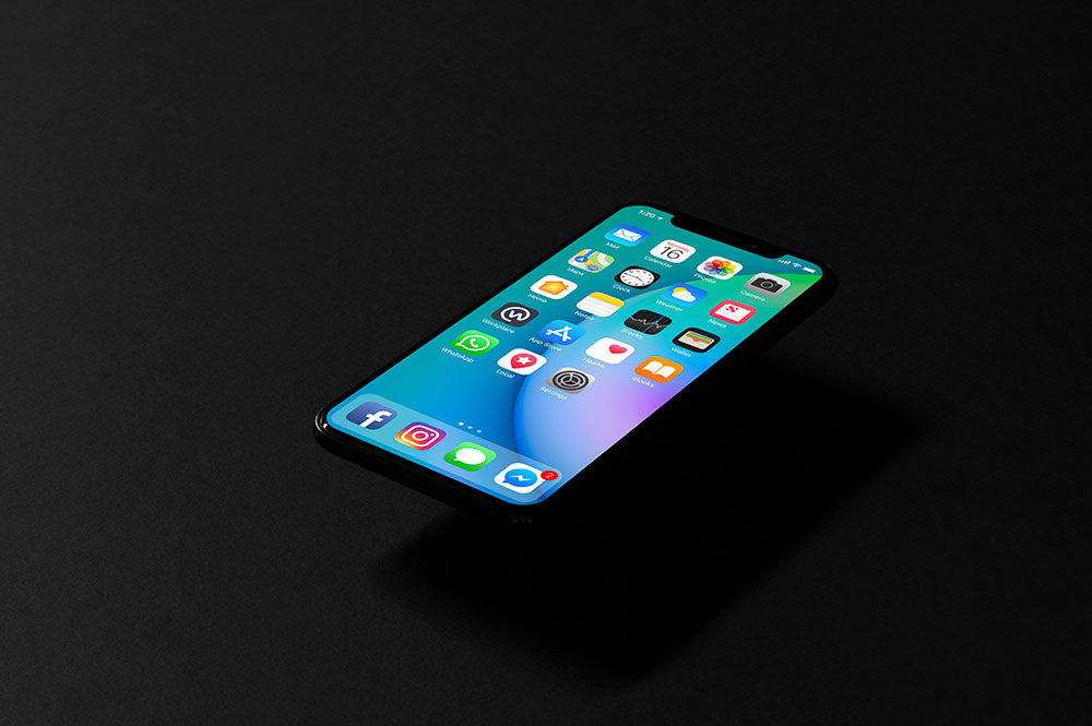 Isometric Black iPhone X Top View Mockup
