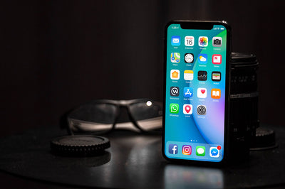 Standing Black iPhone X Front View Mockup
