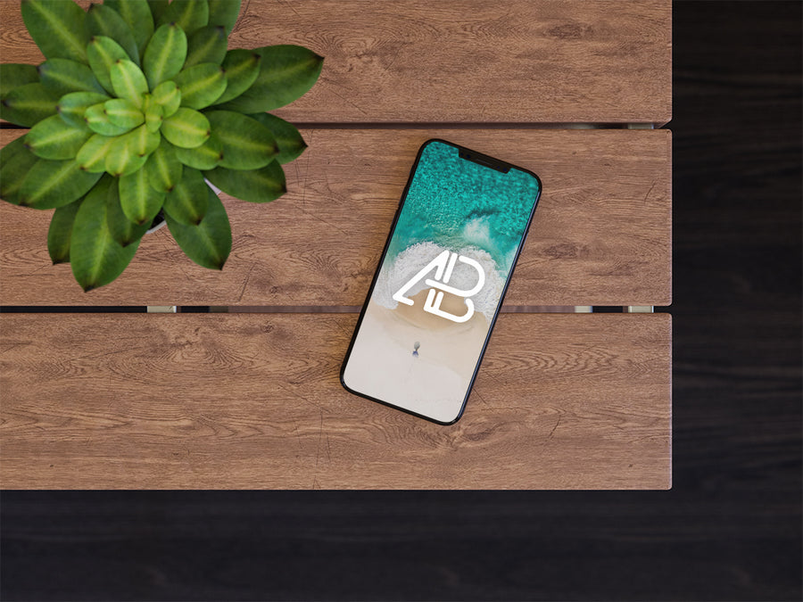 Iphone X On Table Mockup