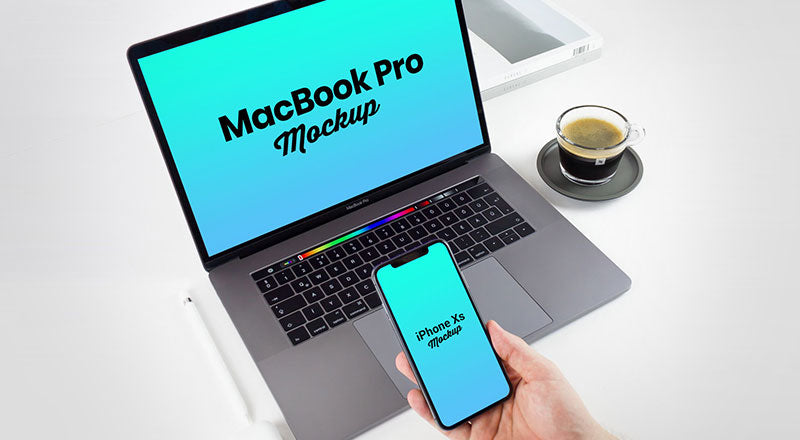 Iphone Xs & Macbook Pro 2018 Mockup Psd
