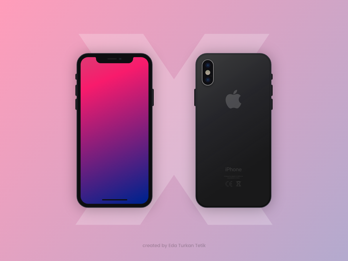 Flat iPhone X Mockup White and Black Versions