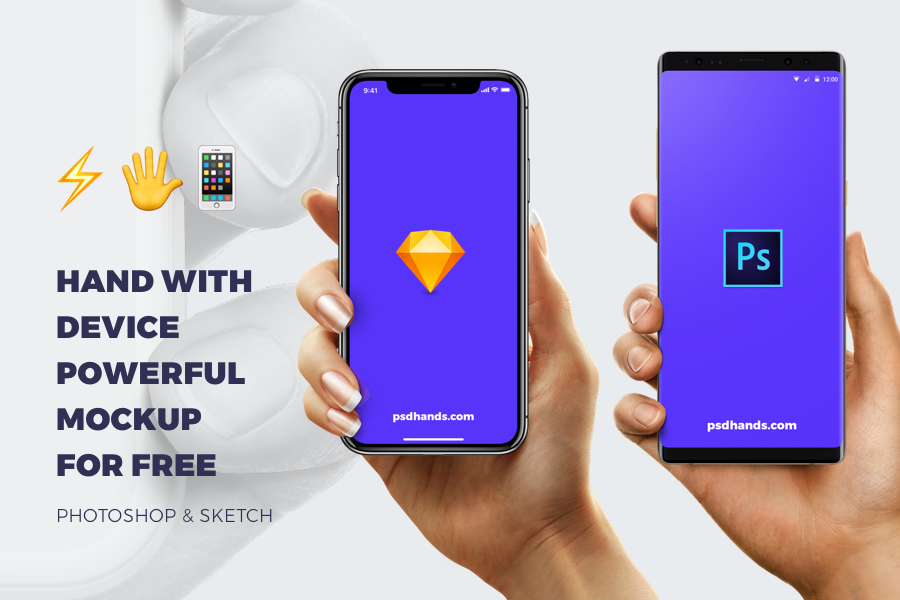 Set of Modern Smartphones PSD Mockups iPhone X, Samsung Galazy S9