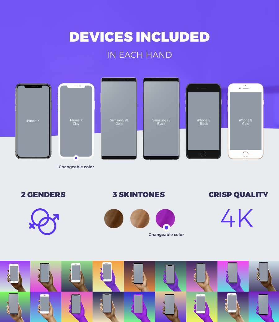 Set of Modern Smartphones PSD Mockups iPhone X, Samsung Galazy S9