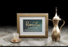Islamic New Year Arrangement With Golden Teapot On Marble Table Psd