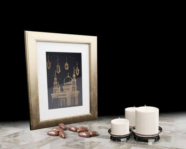 Islamic New Year Decoration With Black Background Psd