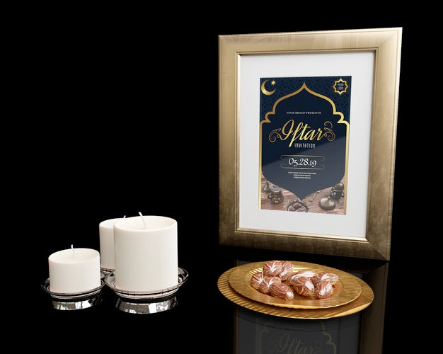 Islamic New Year Decoration With Black Background Psd