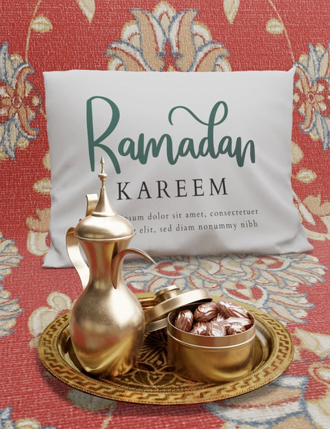 Islamic New Year Decoration With Teapot And Dried Dates Psd