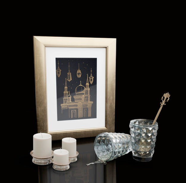 Islamic New Year Items With Black Background Psd