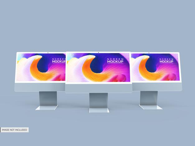 Isolated Desktop Screens Mockup Psd